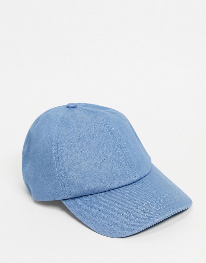 Asos Design Denim Baseball Cap In Blue-blues