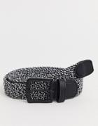 Asos Design Slim Woven Belt In Black And White - Black