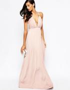 Forever Unique Cindie Plunge Neck Maxi Dress - Nude