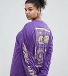 Puma Exclusive To Asos Plus Long Sleeve T-shirt With Neon Back Graphic In Purple - Purple