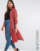 Asos Curve Maxi Kimono With Side Splits - Brown