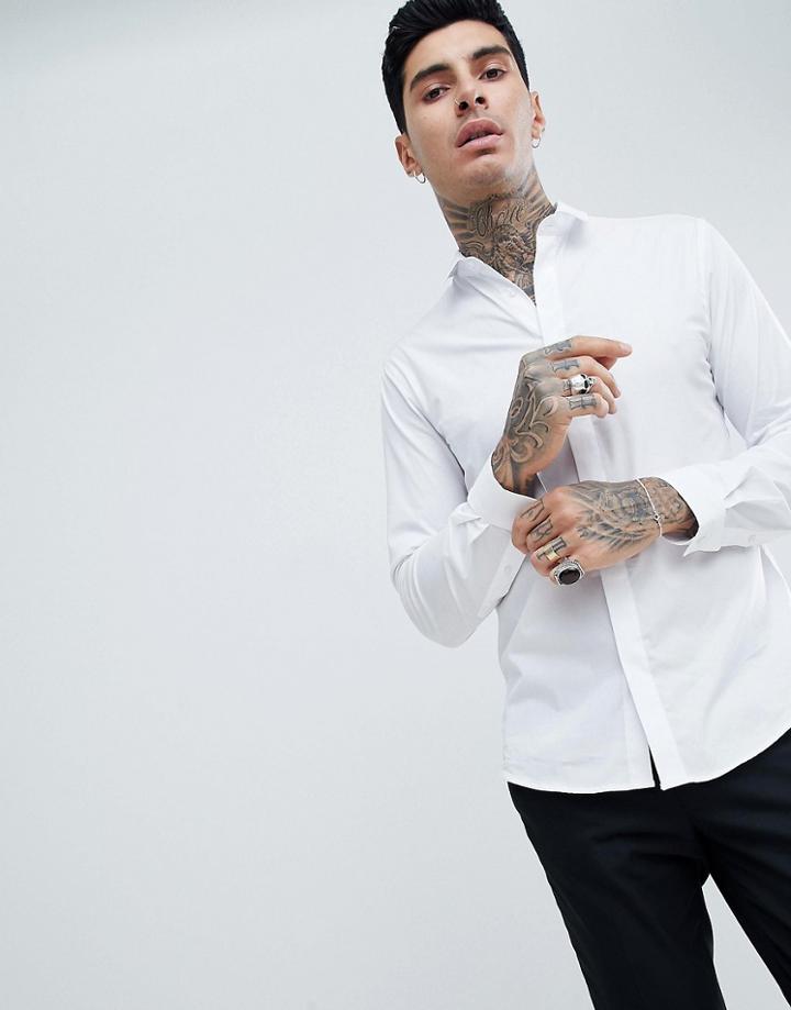 Twisted Tailor Skinny Shirt In White - White