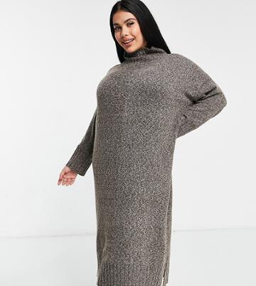 M Lounge Curve Relaxed Maxi Sweater Dress Set-brown