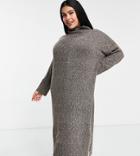 M Lounge Curve Relaxed Maxi Sweater Dress Set-brown