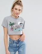 Illustrated People Crop T-shirt - Gray