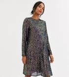 Tfnc Maternity Sequin Mini Swing Dress In Multi