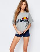 Ellesse Oversized Boyfriend T-shirt With Front Logo - Gray Marl
