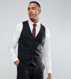 Asos Tall Skinny Suit Vest In Black - Black