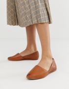 Aldo Blanchette Leather Flat Shoes In Tan