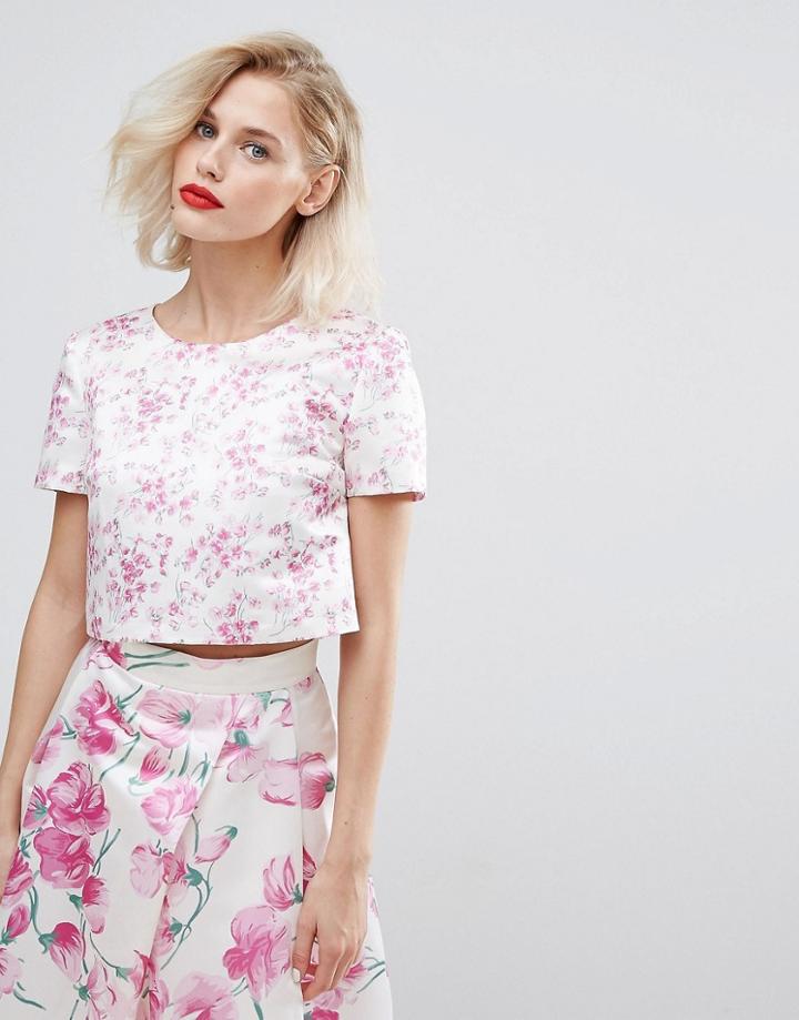 Horrockses Blossom Print Crop Top Co Ord-multi