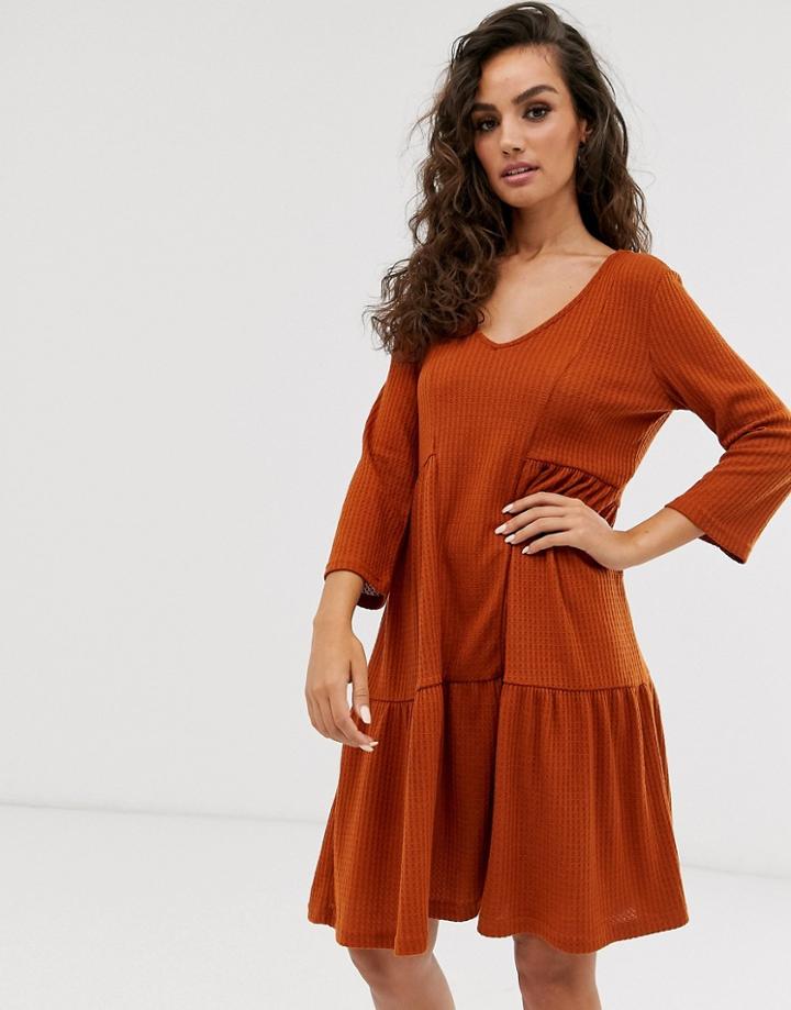 Y.a.s V Neck Smock Dress-orange