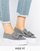 Asos Discover Wide Fit Bow Sneakers - Gray
