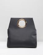 New Look Ring Detail Clutch Bag - Black