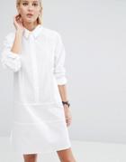 Asos Cotton Shirt Dress With Seam Detail - White