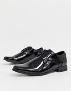 New Look Patent Lace Up Shoe In Black - Black