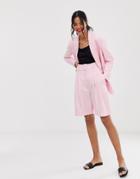 & Other Stories Belted Linen Blend Tailored Shorts Two-piece In Pink
