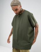 Asos Extreme Oversized T-shirt In Khaki - Green