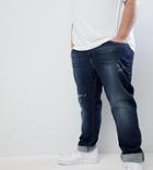 Jacamo Plus Skinny Fit Jeans In Crosshatch - Navy