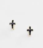 Designb Huggie Cross Earring In Sterling Silver With Gold Plating - Gold