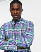 Polo Ralph Lauren Slim Fit Check Oxford Shirt Button Down In Green/pink