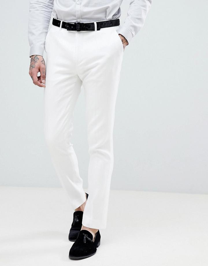 Devil's Advocate Wedding Skinny Fit Textured Suit Pants - Cream