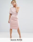 Asos Petite Scattered Embellished One Shoulder Scuba Midi Pencil Dress - Pink