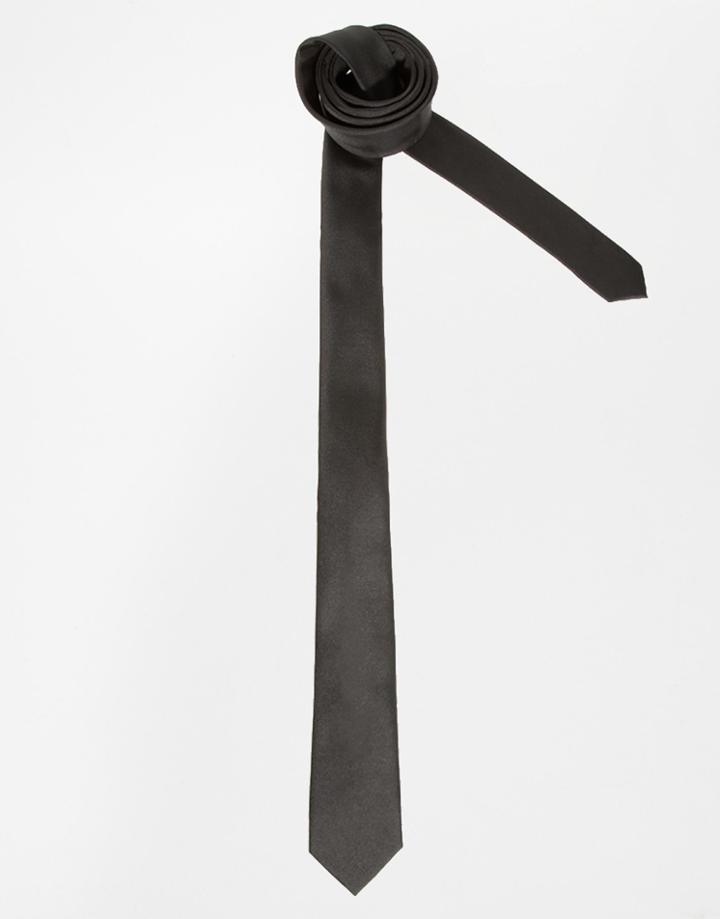 Asos Slim Tie In Black - Navy