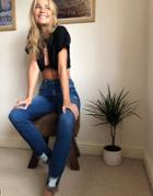 Alice & Olivia Jeans High Rise Skinny Jeans In Distressed Blue-blues