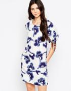 See By Chloe Cloud Print Shift Dress With Tie Up Sleeves - White