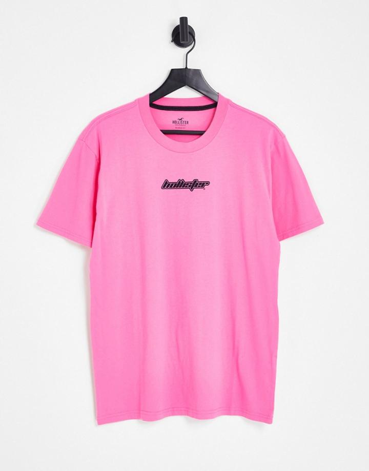Hollister Outdoors Central & Back Logo Print T-shirt In Pink