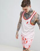 Asos Design Two-piece Extreme Racer Back Tank With Toucan Chest Embroidery - Pink