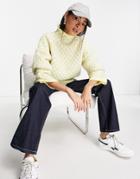 Asos Design Oversized Sweater In Checkerboard Stitch-yellow