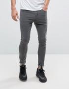 Bershka Super Skinny Jeans In Gray Wash - Gray
