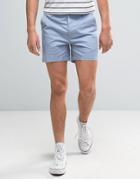 Asos Slim Chino Shorts In Shorter Length In Pale Blue - Blue