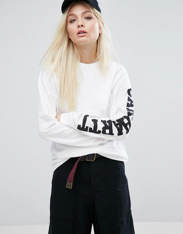 Carhartt Wip Oversized Long Sleeve T-shirt With Sleeve Text - White