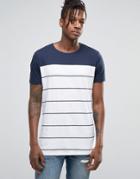 Asos Super Longline Stripe T-shirt With Curved Hem