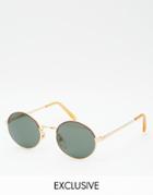 Reclaimed Vintage Bach Round Sunglasses - Gold