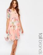 Y.a.s Tall Floral Drop Hem Dress - Pink