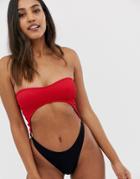 Candypants Rib Cut Out Swimsuit In Multi - Multi