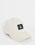 Calvin Klein Jeans Cotton Logo Cap In White - White