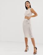 Club L Sparkle Bodycon Skirt Two-piece In Mink - Beige