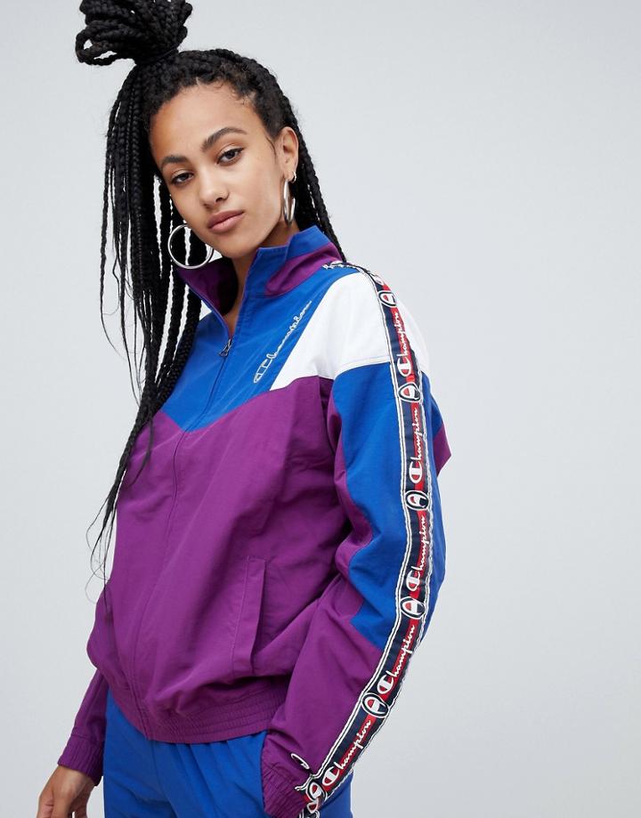 Champion Retro Tracksuit Top With Contrast Panels And Logo Taping Two-piece - Navy