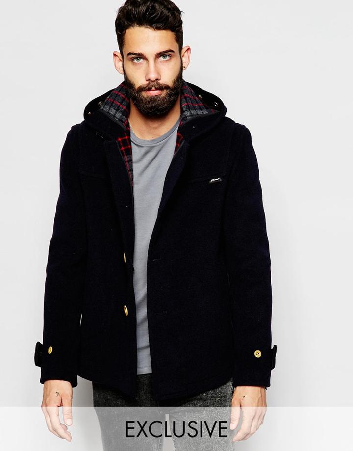 Gloverall Cropped Duffle Coat With Buttons Exclusive - Navy