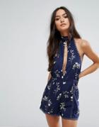 Love & Other Things Halter Neck Romper - Blue