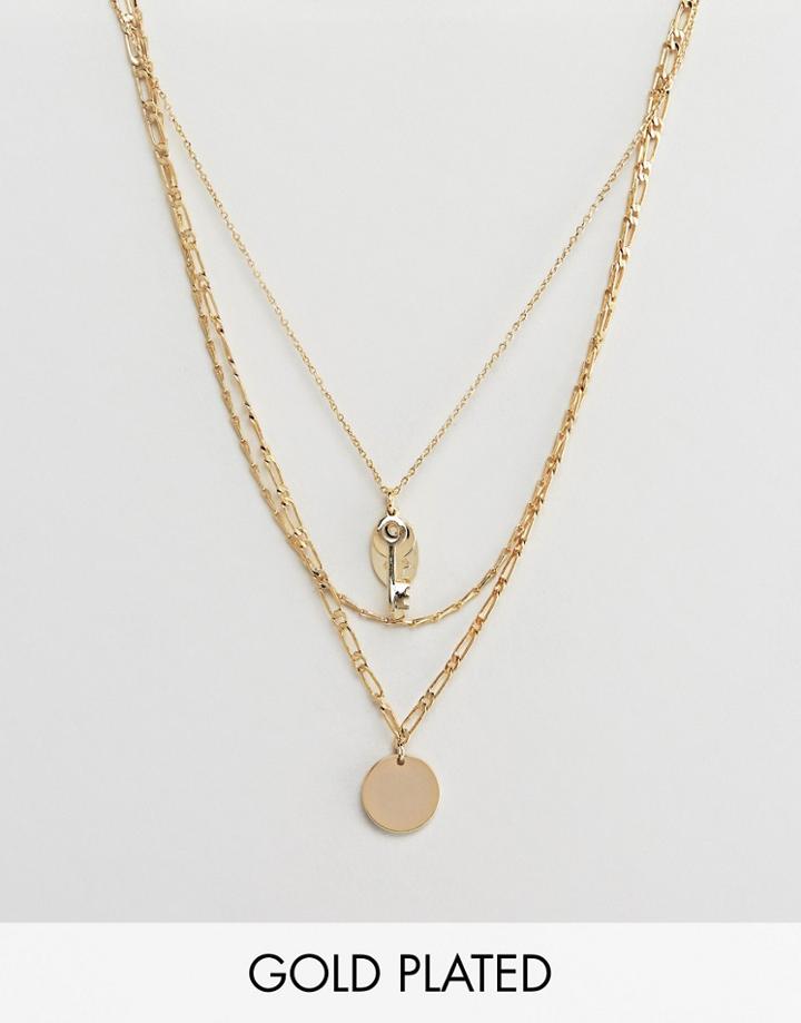 Orelia Gold Plated Key Cluster Layering Necklace - Gold