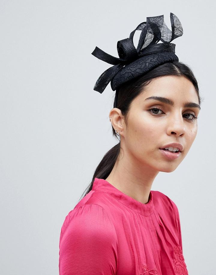 Elegance Lace Pillarbox Fascinator Hat - Black