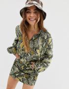 Pull & Bear Shirt Two-piece In Snake Print - Multi