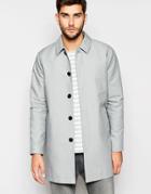 Asos Shower Resistant Single Breasted Trench Coat In Gray - Gray