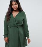 Asos Curve Casual Wrap Mini Dress - Green