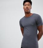 Asos Design Tall Organic Muscle Fit T-shirt With Crew Neck In Gray - Gray